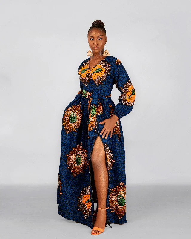 Maxi dresses with ribbed textures for a unique and tactile lookArya Ankara Maxi Dress | Blue African Print Maxi dresses with ribbed textures for a unique and tactile lookArya Ankara Maxi Dress | Blue African Print