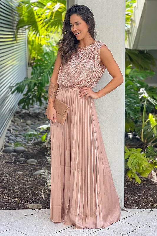 Maxi dresses with mesh panels for a sexy and trendy appearanceChampagne Maxi Dress With Sequined Top Maxi dresses with mesh panels for a sexy and trendy appearanceChampagne Maxi Dress With Sequined Top