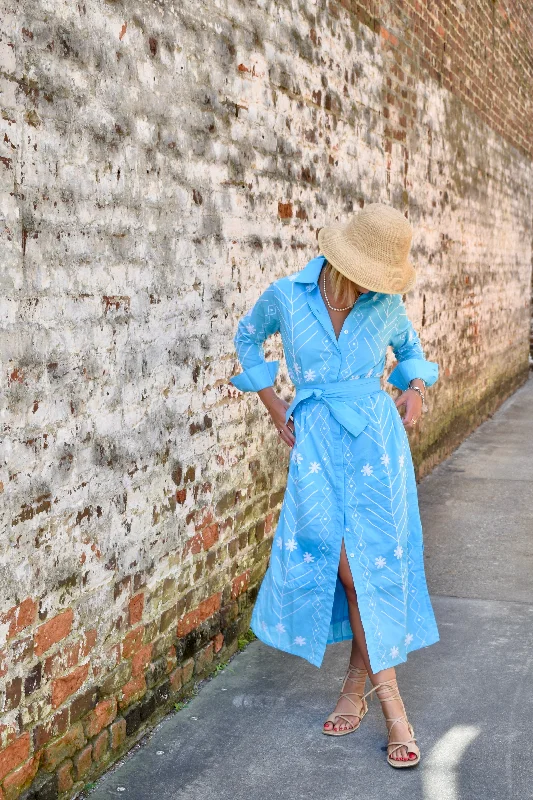 Maxi dresses with a wrap - around style for a customizable fitElizabeth Embroidered Maxi Dress Aqua/White Final Sale Maxi dresses with a wrap - around style for a customizable fitElizabeth Embroidered Maxi Dress Aqua/White Final Sale