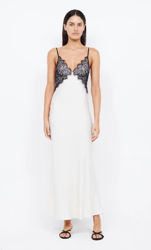 Maxi dresses with mesh panels for a sexy and trendy appearanceEMERY LACE MAXI DRESS - IVORY/BLACK Maxi dresses with mesh panels for a sexy and trendy appearanceEMERY LACE MAXI DRESS - IVORY/BLACK
