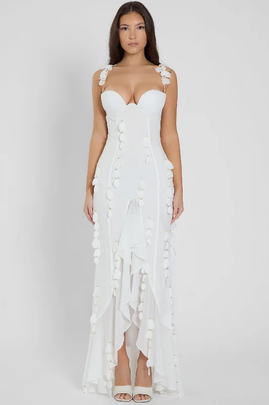 Maxi dresses with a paisley print for a classic and elegant styleIvy Petal Bustier Maxi Dress - White Maxi dresses with a paisley print for a classic and elegant styleIvy Petal Bustier Maxi Dress - White
