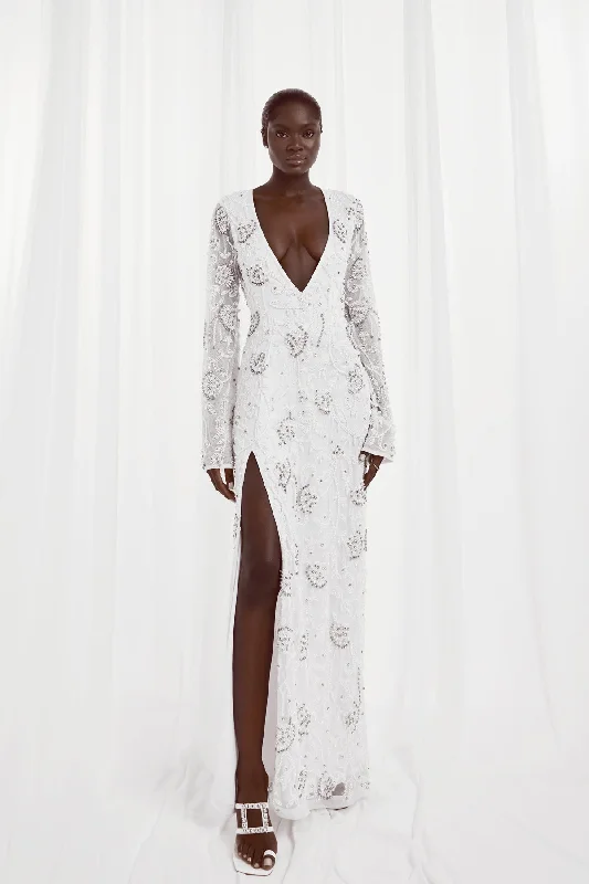 Velvet maxi dresses with long sleeves for winter weddingsKewli Dress