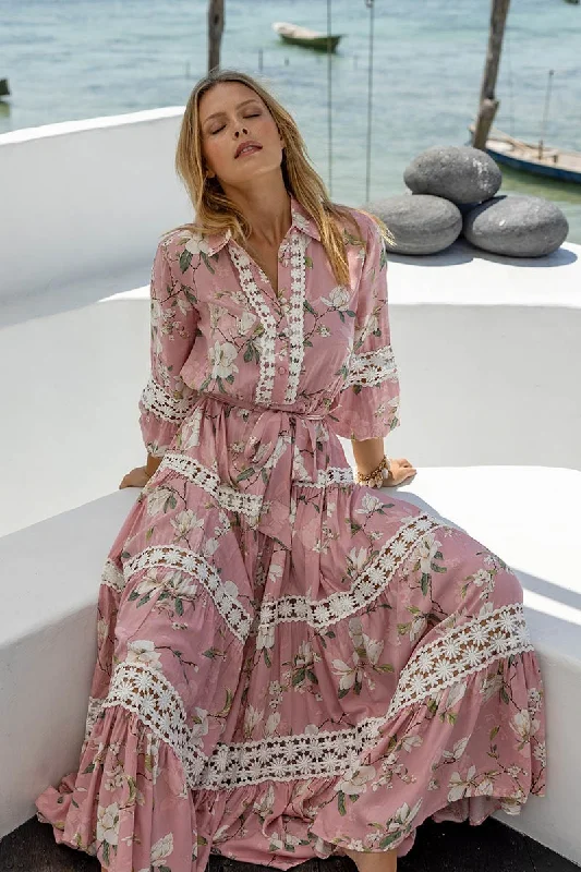Leather maxi dresses for an edgy and bold appearanceLulli Floral Maxi