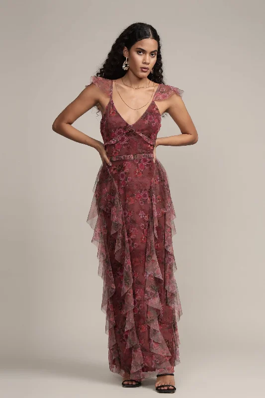Printed maxi dresses with abstract patterns for an artistic lookMalin Maxi Dress in Purple Floral Printed maxi dresses with abstract patterns for an artistic lookMalin Maxi Dress in Purple Floral