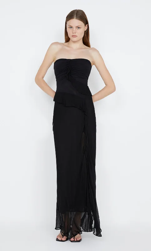 Sequined maxi dresses for formal evening galasMARESCA STRAPLESS DRESS - BLACK