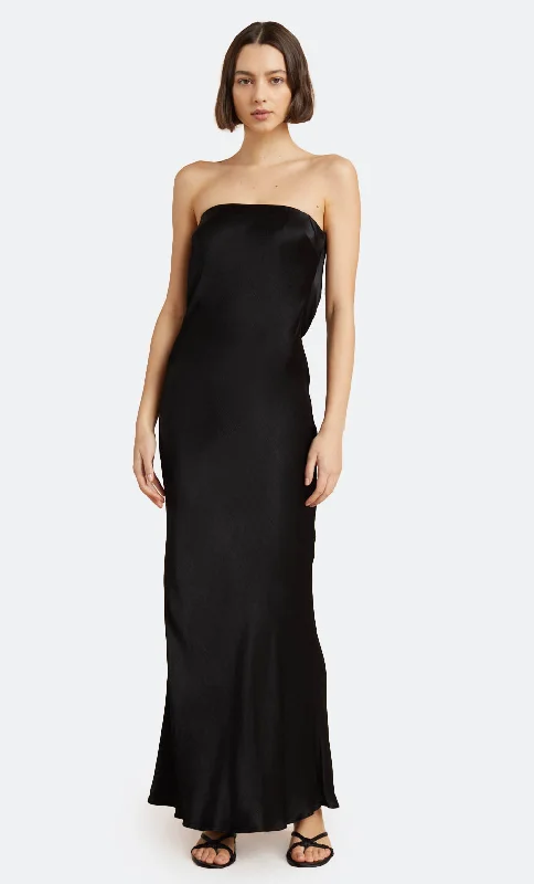 Maxi dresses with a button - down front for a classic lookMOON DANCE STRAPLESS DRESS - BLACK Maxi dresses with a button - down front for a classic lookMOON DANCE STRAPLESS DRESS - BLACK