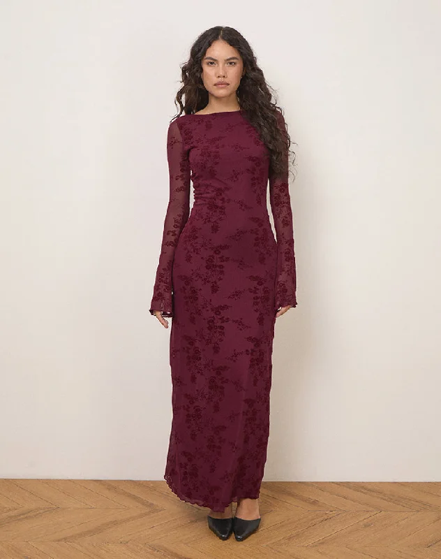 Maxi dresses with an asymmetric hem for a fashion - forward and eye - catching designShaleed Dress in Botanical Flower Maroon Maxi dresses with an asymmetric hem for a fashion - forward and eye - catching designShaleed Dress in Botanical Flower Maroon