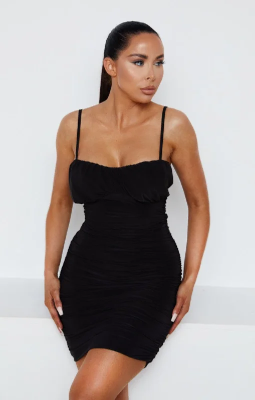Mini dresses with polka dot patternsBlack Slinky Ruched Bust Detail Strappy Bodycon Mini Dress - Keyla Mini dresses with polka dot patternsBlack Slinky Ruched Bust Detail Strappy Bodycon Mini Dress - Keyla