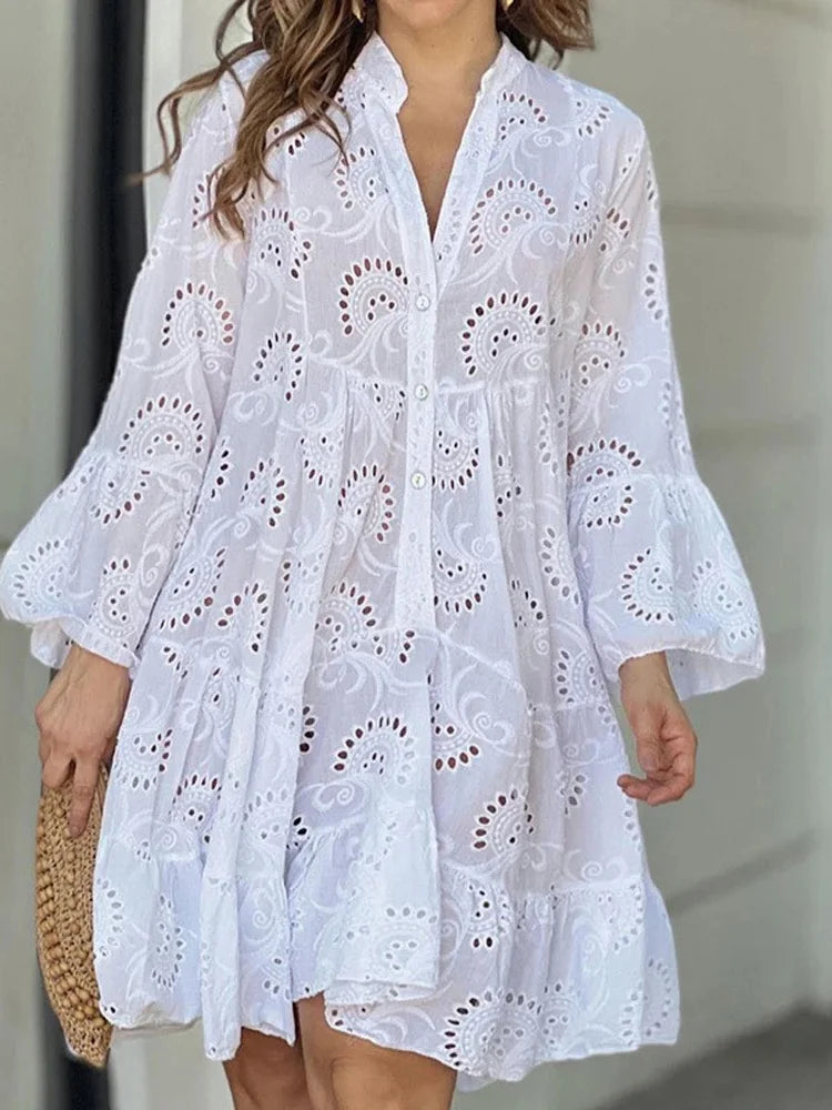 Denim mini dresses with distressed detailsFashionSierra - Embroidery Lace Hollow Out Long Sleeve Mini Dress Denim mini dresses with distressed detailsFashionSierra - Embroidery Lace Hollow Out Long Sleeve Mini Dress