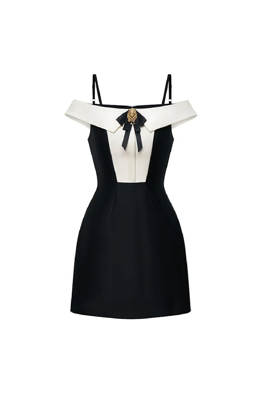 Mini dresses with halter necks for a stylish choiceGermaine A-line Cold Shoulder Sleeved Taffeta Mini Dress