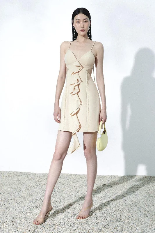 Mini dresses with side slits for a sexy appealGigi A-line Spaghetti Strap Khaki Mini Dress Mini dresses with side slits for a sexy appealGigi A-line Spaghetti Strap Khaki Mini Dress