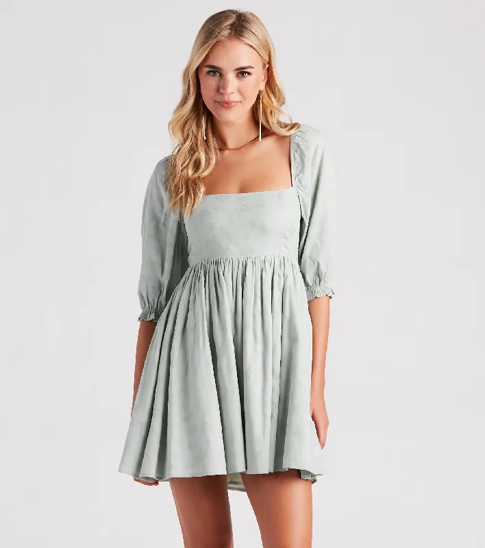Denim mini dresses with distressed detailsGive Me Butterflies Square Neck Skater Dress Denim mini dresses with distressed detailsGive Me Butterflies Square Neck Skater Dress