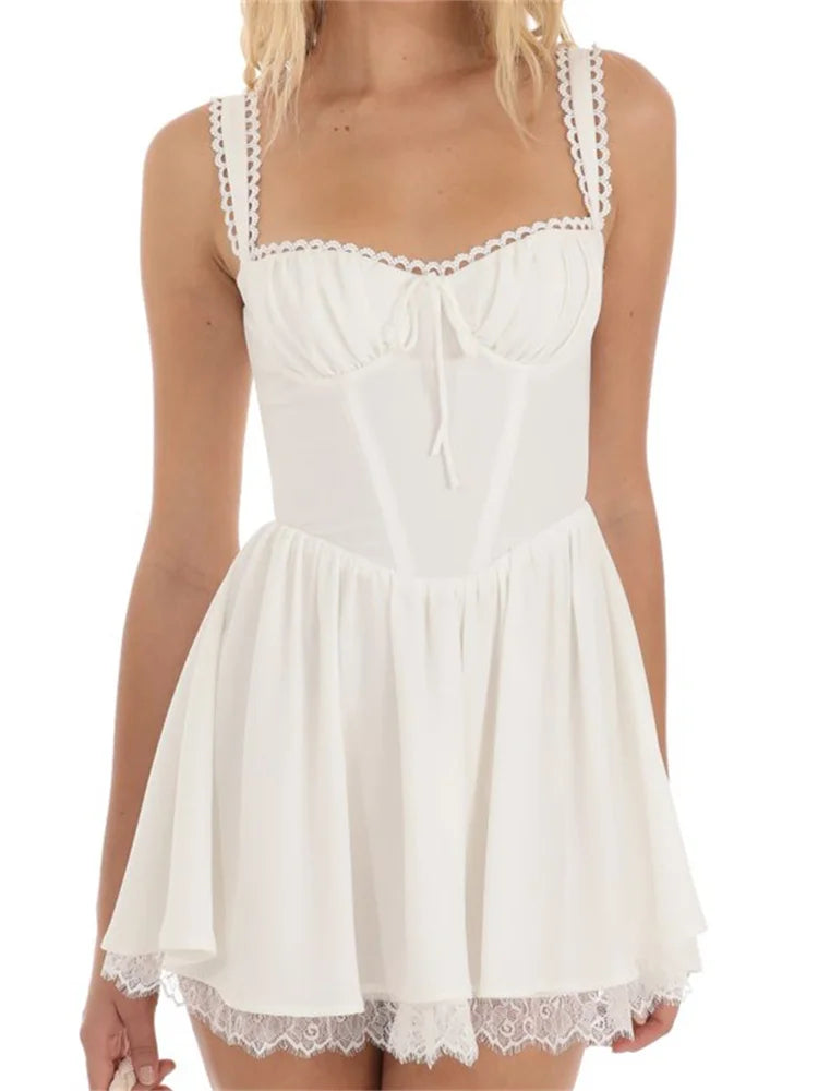 Mini dresses with bow accents for a sweet lookFashionSierra - High Waist Slim A-Line Mini Dress Mini dresses with bow accents for a sweet lookFashionSierra - High Waist Slim A-Line Mini Dress