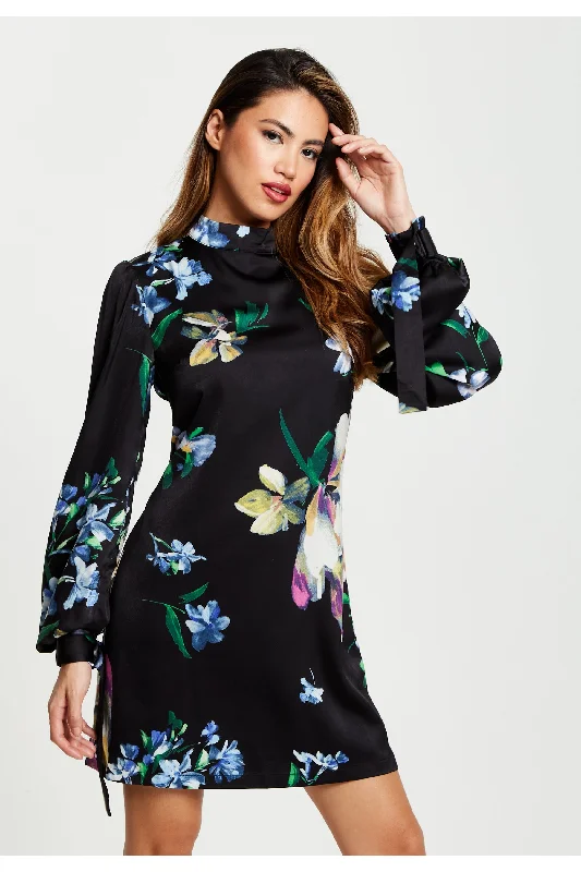 Mini dresses with ribbed textures for a unique appearanceLiquorish Elegant Floral Print A-line Mini Dress