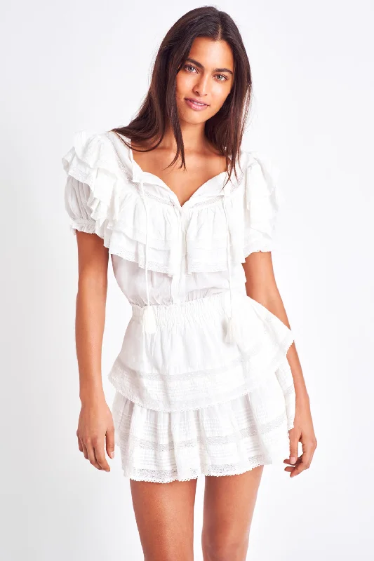 Mini dresses with puff sleeves for a vintage lookLiv Cotton Ruffled Dress