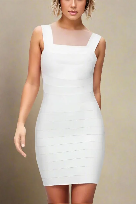 Satin mini dresses for a luxurious feelLulu Bandage Mini Dress - Pearl White
