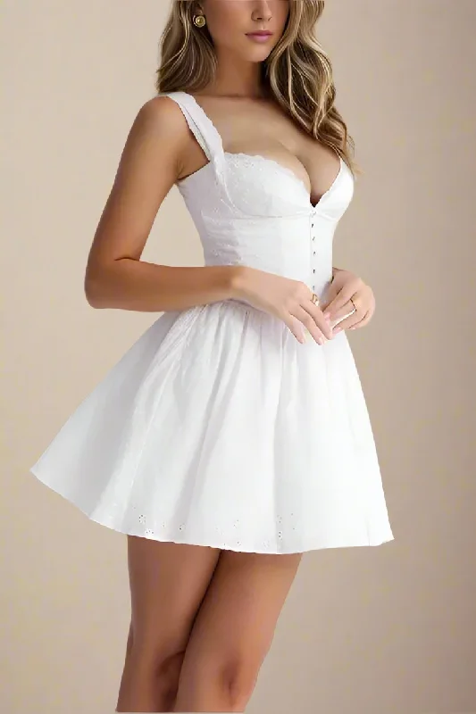 Ruffled mini dresses for a romantic touchMari Bodycon Mini Dress - Pearl White