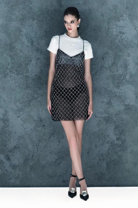 Mini dresses with wrap - around stylesMisty Straight Cami Mesh Mini Dress