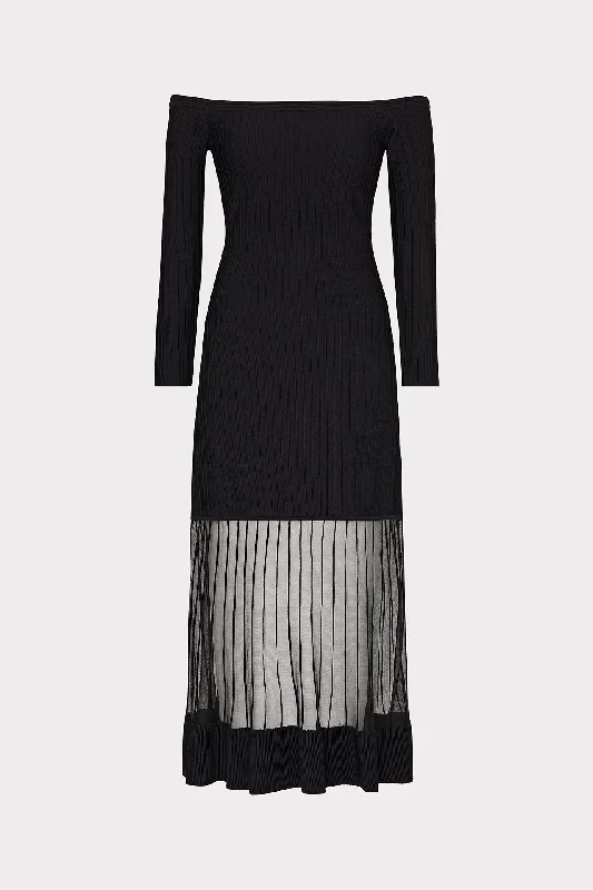 Mini dresses with asymmetric hems for a fashion - forward lookOff The Shoulder Sheer Knit Mini Dress Mini dresses with asymmetric hems for a fashion - forward lookOff The Shoulder Sheer Knit Mini Dress
