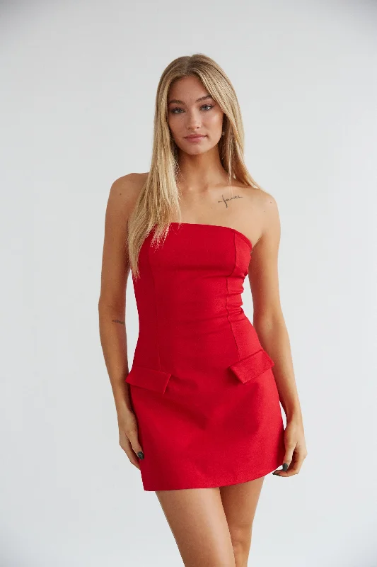 Mini dresses with cut - out details for a trendy lookPenelope Strapless Front Pocket Mini Dress Mini dresses with cut - out details for a trendy lookPenelope Strapless Front Pocket Mini Dress