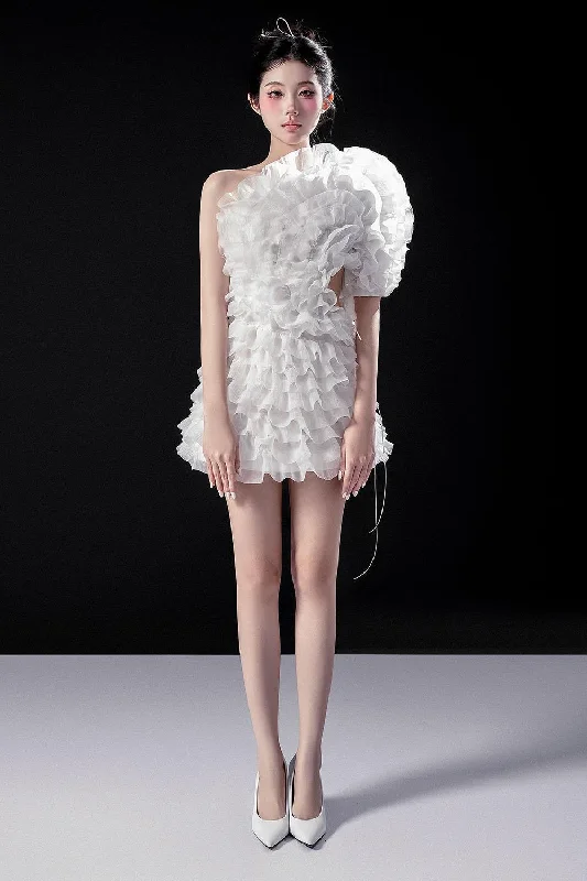 Mini dresses with high - low hems for a modern twistRose A-line Ruffle Layer Organza Mini Dress Mini dresses with high - low hems for a modern twistRose A-line Ruffle Layer Organza Mini Dress