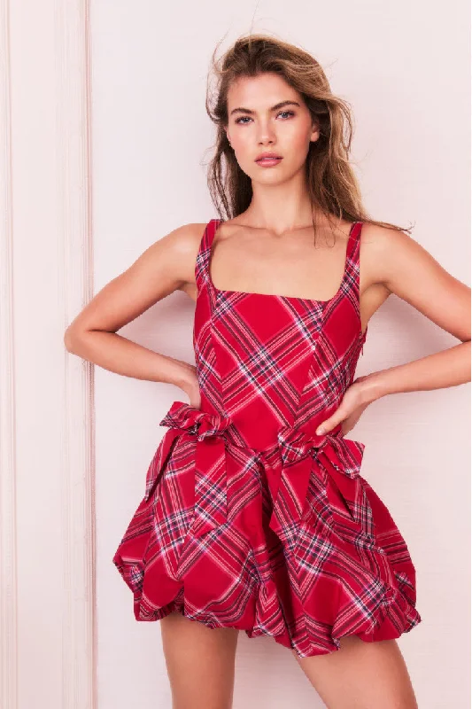 Ruffled mini dresses for a romantic touchRuelle Tartan Mini Bubble Dress