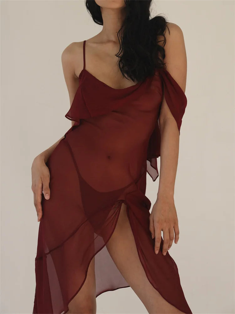 Polyester mini dresses for easy careFashionSierra - Sexy See Through Short Split Mini Dress Polyester mini dresses for easy careFashionSierra - Sexy See Through Short Split Mini Dress