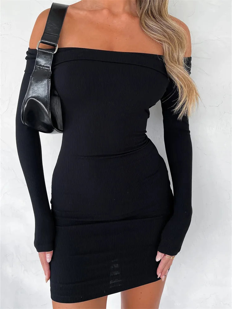 Mini dresses with puff sleeves for a vintage lookFashionSierra -Slash Neck Off Shoulder Pencil Mini Dress Mini dresses with puff sleeves for a vintage lookFashionSierra -Slash Neck Off Shoulder Pencil Mini Dress