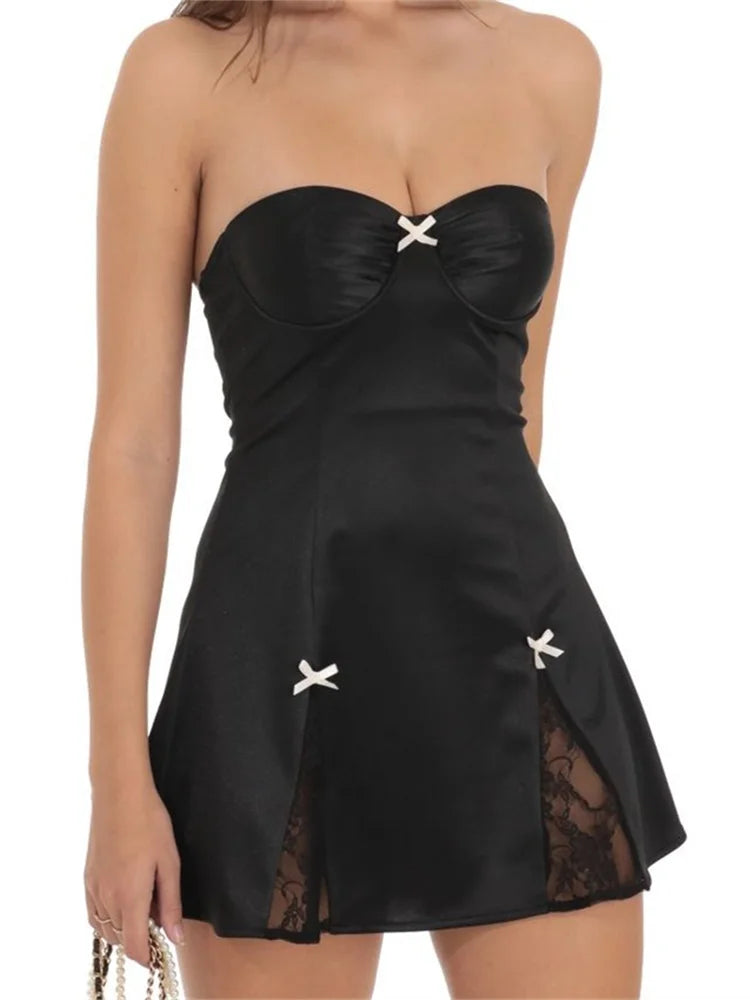 Mini dresses with off - the - shoulder stylesFashionSierra - 2024 Strapless Off Shoulder Backless Bow Mini Dress Mini dresses with off - the - shoulder stylesFashionSierra - 2024 Strapless Off Shoulder Backless Bow Mini Dress