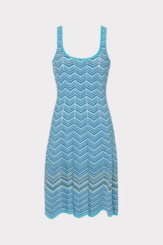 Mini dresses with abstract prints for an artistic lookZig Zag Flare Knit Mini Dress
