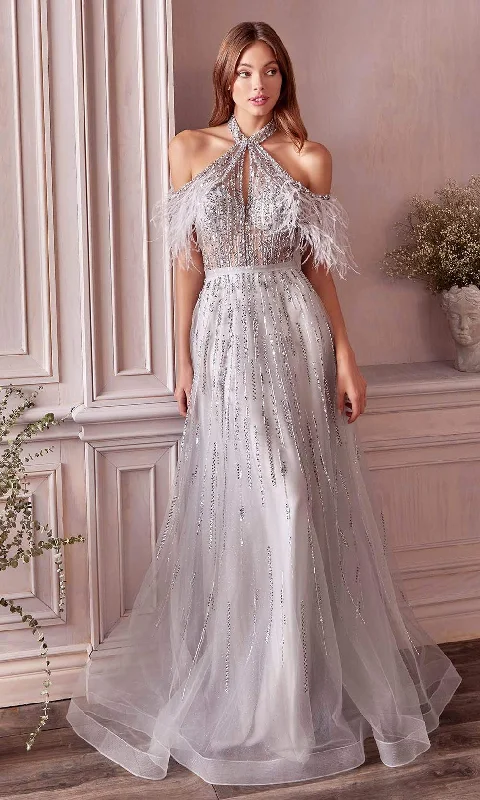 Cotton wedding guest dresses with smocked details for a casual weddingAndrea and Leo - A1023 Fur And Beaded Open Back A-Line Dress Cotton wedding guest dresses with smocked details for a casual weddingAndrea and Leo - A1023 Fur And Beaded Open Back A-Line Dress