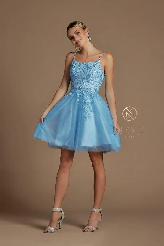 Cocktail dresses with a floral print and a peplum waistShort Spaghetti Strap Homecoming Dress
