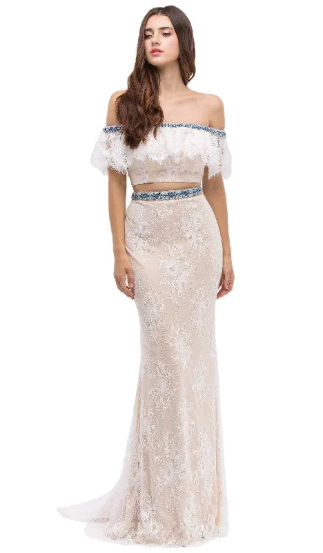 Wedding guest dresses with button - down fronts and A - line silhouettesEureka Fashion - Off-Shoulder Two-Piece Lace Mermaid Evening Gown Wedding guest dresses with button - down fronts and A - line silhouettesEureka Fashion - Off-Shoulder Two-Piece Lace Mermaid Evening Gown