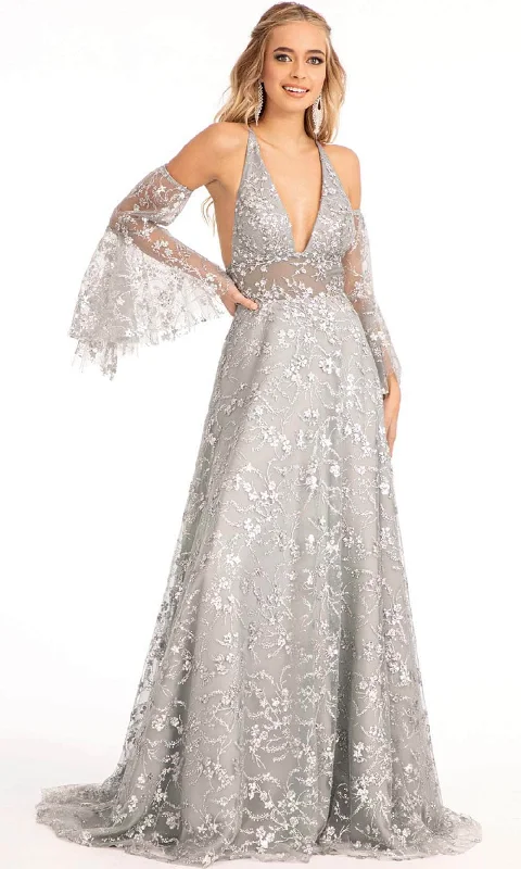 Ruffled - sleeve wedding guest dresses in light blue for a spring weddingGLS by Gloria GL3002 - Sleeveless Halter V-neck Long Gown Ruffled - sleeve wedding guest dresses in light blue for a spring weddingGLS by Gloria GL3002 - Sleeveless Halter V-neck Long Gown