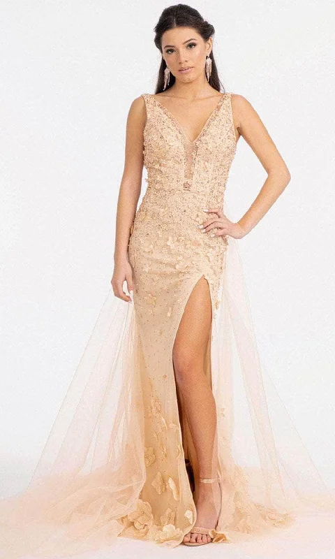 Wedding guest dresses with gathered skirts and V - necklinesGLS by Gloria GL3011 - V-Neck Overskirt Prom Gown Wedding guest dresses with gathered skirts and V - necklinesGLS by Gloria GL3011 - V-Neck Overskirt Prom Gown