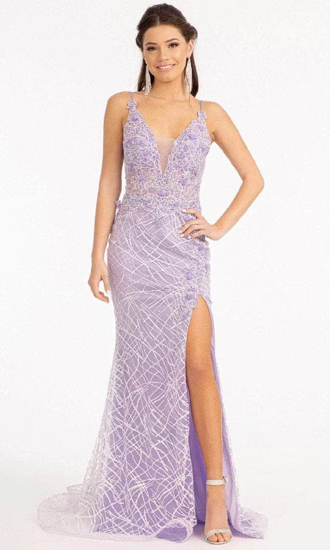 Asymmetric - hem wedding guest dresses in metallic huesGLS by Gloria GL3042 - Deep V-Neck Sleeveless Evening Gown Asymmetric - hem wedding guest dresses in metallic huesGLS by Gloria GL3042 - Deep V-Neck Sleeveless Evening Gown