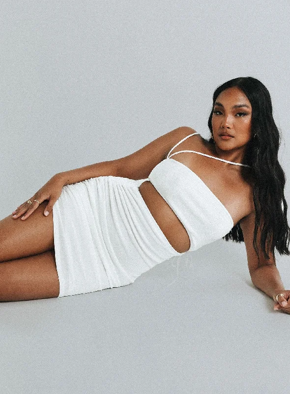 Bodycon dress with a transparent panel​Imelda Mini Dress White
