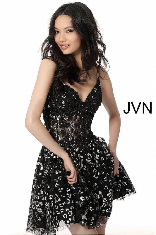 Wedding guest dresses with pom - pom trims for a playful lookJovani 62765 Short Prom Dress Wedding guest dresses with pom - pom trims for a playful lookJovani 62765 Short Prom Dress