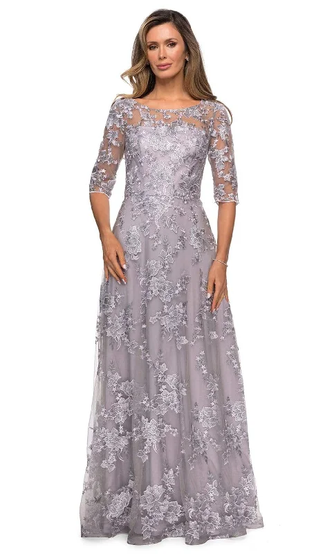 Sleeveless wedding guest dresses with ruffled hemsLa Femme - 27854 Embroidered Lace Quarter Sleeve A-Line Dress Sleeveless wedding guest dresses with ruffled hemsLa Femme - 27854 Embroidered Lace Quarter Sleeve A-Line Dress