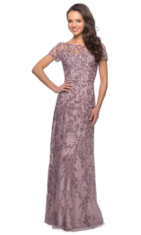 Animal - print wedding guest dresses in subtle colors for a bold statementLa Femme - 27956 Beaded Bateau Mother of the Bride Sheath Dress Animal - print wedding guest dresses in subtle colors for a bold statementLa Femme - 27956 Beaded Bateau Mother of the Bride Sheath Dress