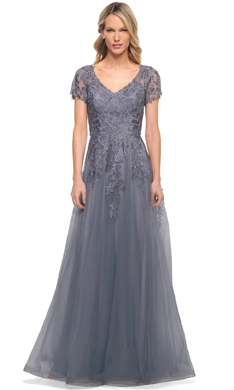 Ribbed - texture wedding guest dresses in neutral colorsLa Femme 29164 - Lace Tulle A-Line Long Mother of the Bride Gown Ribbed - texture wedding guest dresses in neutral colorsLa Femme 29164 - Lace Tulle A-Line Long Mother of the Bride Gown