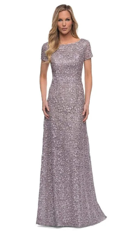 Wedding guest dresses with cold - shoulder ruffled sleeves and knee - length hemsLa Femme - 29198 Embroidered Fabric Mother of the Bride A-line Dress Wedding guest dresses with cold - shoulder ruffled sleeves and knee - length hemsLa Femme - 29198 Embroidered Fabric Mother of the Bride A-line Dress