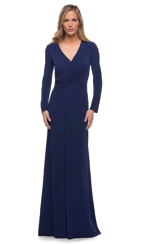 Wedding guest dresses with high - low hems and floral appliquesLa Femme - 29535 V-Neck Mother of the Bride Sheath Dress Wedding guest dresses with high - low hems and floral appliquesLa Femme - 29535 V-Neck Mother of the Bride Sheath Dress