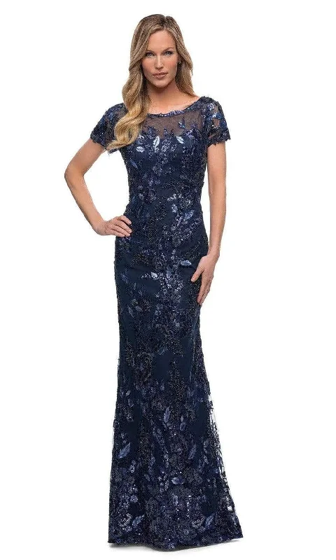 Wedding guest dresses with cold - shoulder designs and solid colorsLa Femme - 29961 Floral Sequined Evening Mother of the Bride Dress Wedding guest dresses with cold - shoulder designs and solid colorsLa Femme - 29961 Floral Sequined Evening Mother of the Bride Dress