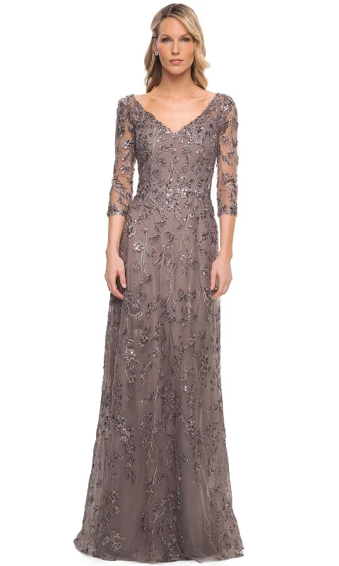 Wedding guest dresses with keyhole backs and flowing fabricsLa Femme 29994 - Embellished V-Neck Sheath Mother of the Bride Dress Wedding guest dresses with keyhole backs and flowing fabricsLa Femme 29994 - Embellished V-Neck Sheath Mother of the Bride Dress