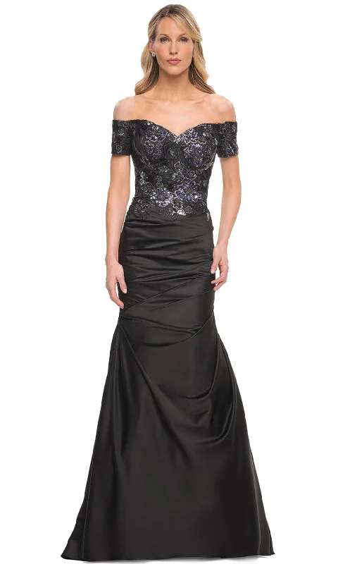 Wedding guest dresses with belted waists and knee - length skirtsLa Femme 30404 - Long Trumpet Mother of the Bride Dress Wedding guest dresses with belted waists and knee - length skirtsLa Femme 30404 - Long Trumpet Mother of the Bride Dress