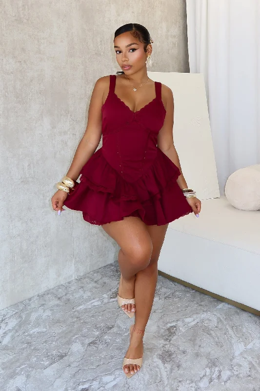 A - line cocktail dresses with floral embroidery for spring partiesLucky You Lace Trim Layered Mini Dress A - line cocktail dresses with floral embroidery for spring partiesLucky You Lace Trim Layered Mini Dress