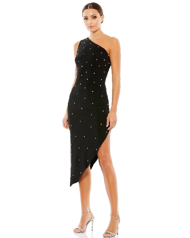 Bodycon dress in a neon color for a vibrant appearanceMac Duggal 55646 High Low One Shoulder Dress Bodycon dress in a neon color for a vibrant appearanceMac Duggal 55646 High Low One Shoulder Dress