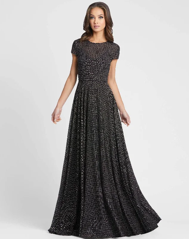 Sleeveless wedding guest dresses with pleated bodicesMac Duggal Long Formal Glitter Dress Sale Sleeveless wedding guest dresses with pleated bodicesMac Duggal Long Formal Glitter Dress Sale