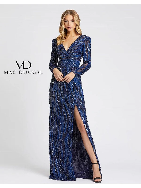 Printed wedding guest dresses with tropical motifs for beach weddingsMac Duggal 4635 Long Sleeve Evening Prom Dress Printed wedding guest dresses with tropical motifs for beach weddingsMac Duggal 4635 Long Sleeve Evening Prom Dress